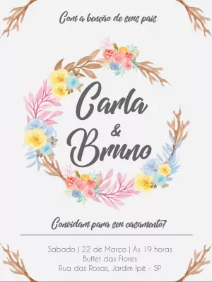 Convite de casamento floral aquarela