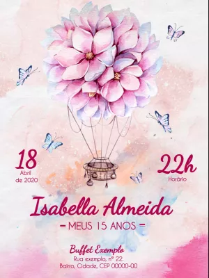 Convite aniversário 15 anos Floral