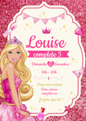 Invitation d"anniversaire Barbie