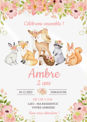 Invitation d'anniversaire forêt enchantée fille