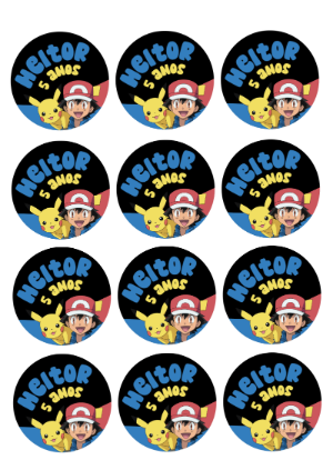 Adesivo Redondo de Pirulito Pokémon