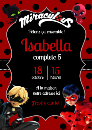 Invitation d'anniversaire Ladybug