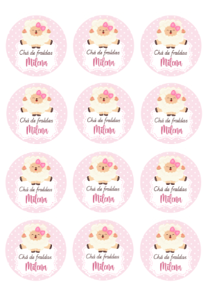 Adesivo Redondo de Pirulito Chá de Bebê Ovelhinha Rosa