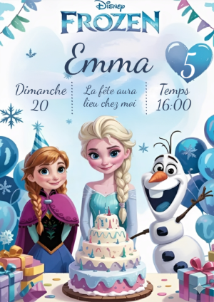 Invitation d'anniversaire La Reine des Neiges