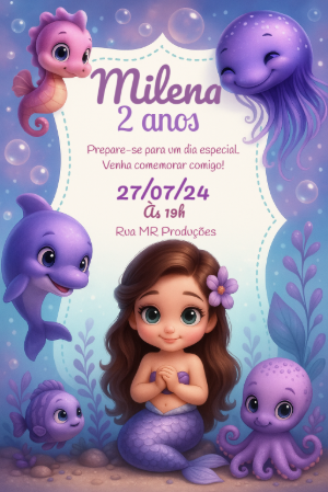 Convite Aniversário Sereia