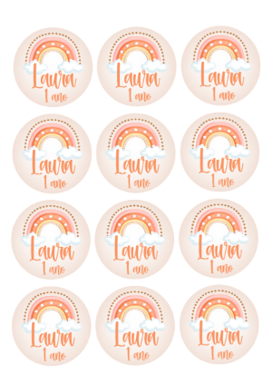 Adesivo Redondo de Pirulito Arco íris Boho