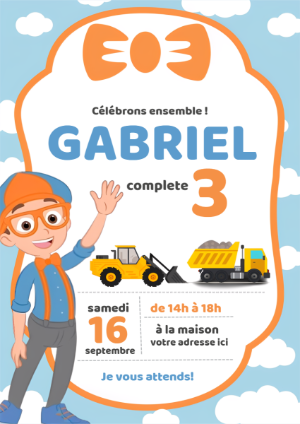 Invitation d'anniversaire Blippi