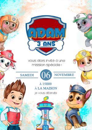 Invitation d'anniversaire La Pat' Patrouille