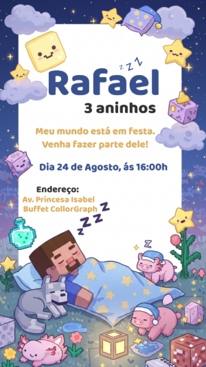 Convite aniversário Minecraft