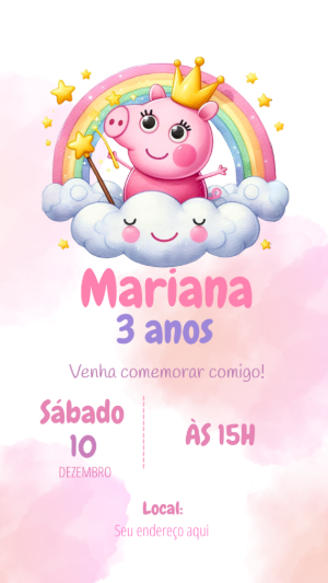 Convite aniversário Peppa Pig
