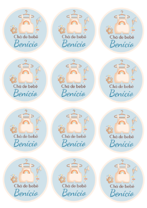 Adesivo Redondo de Pirulito Chá de Fraldas Bebê Menino