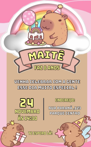 Convite aniversário Capivara