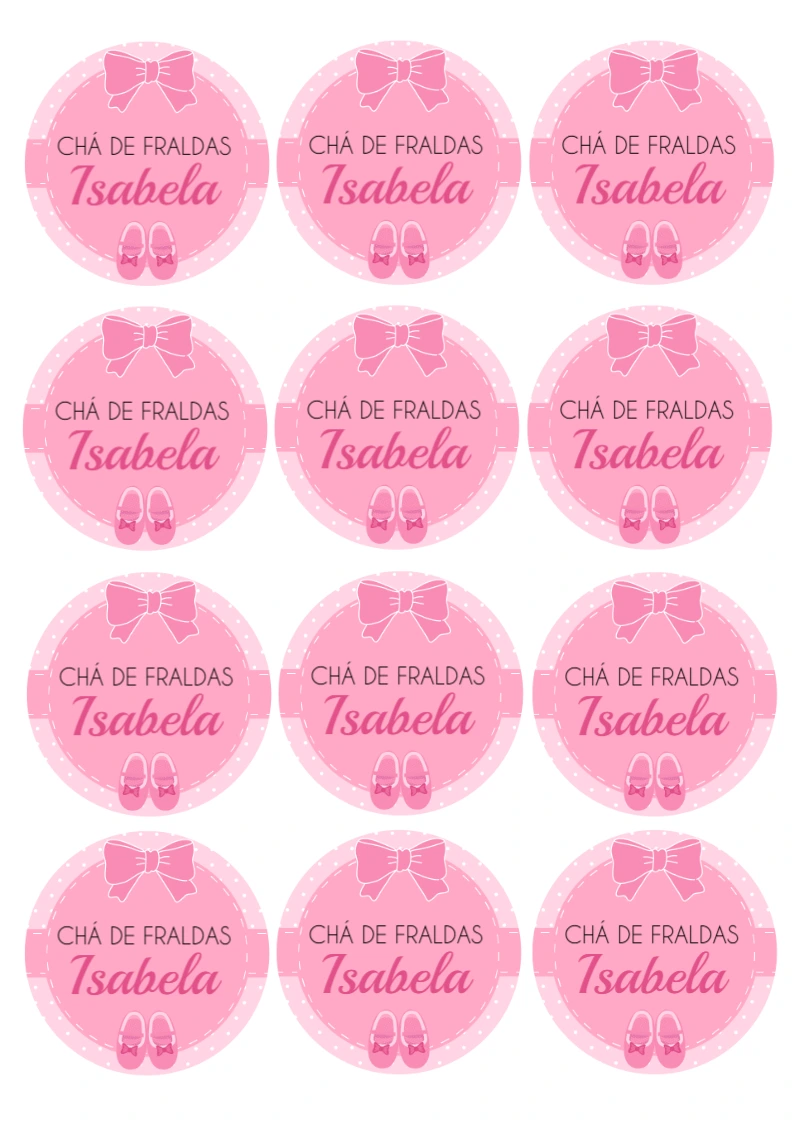 Adesivo Chá de Fraldas Menina com Sapatilhas para Editar