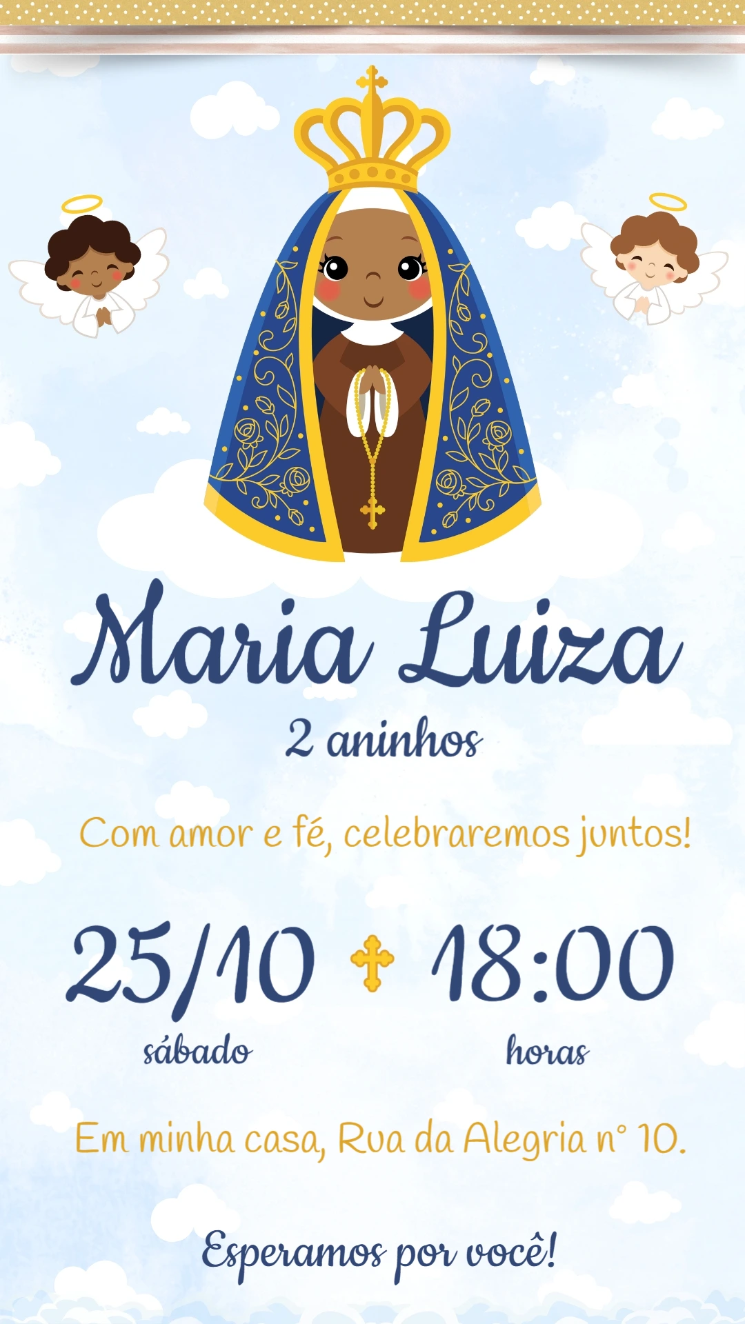 Convite Aniversário Nossa Senhora Aparecida para Editar Online