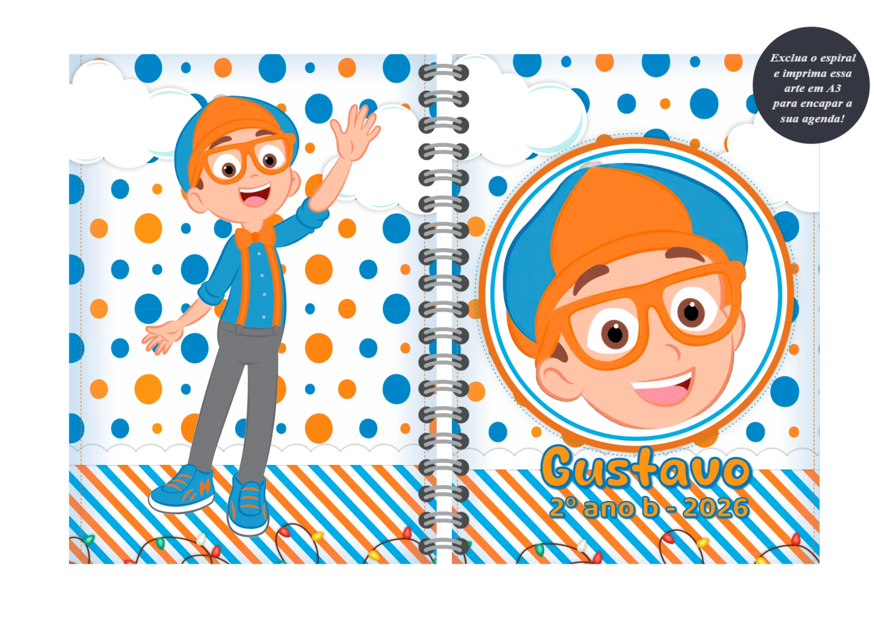 Arte para Agenda Escolar Blippi para Editar e Baixar