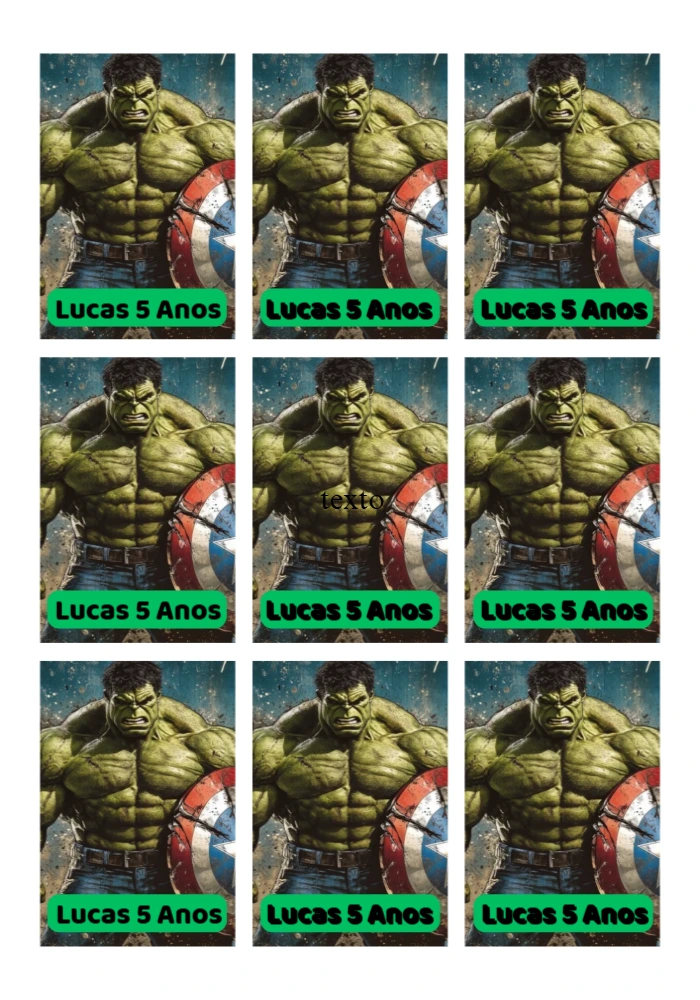 Tag de Aniversário Hulk para Editar e Imprimir Online