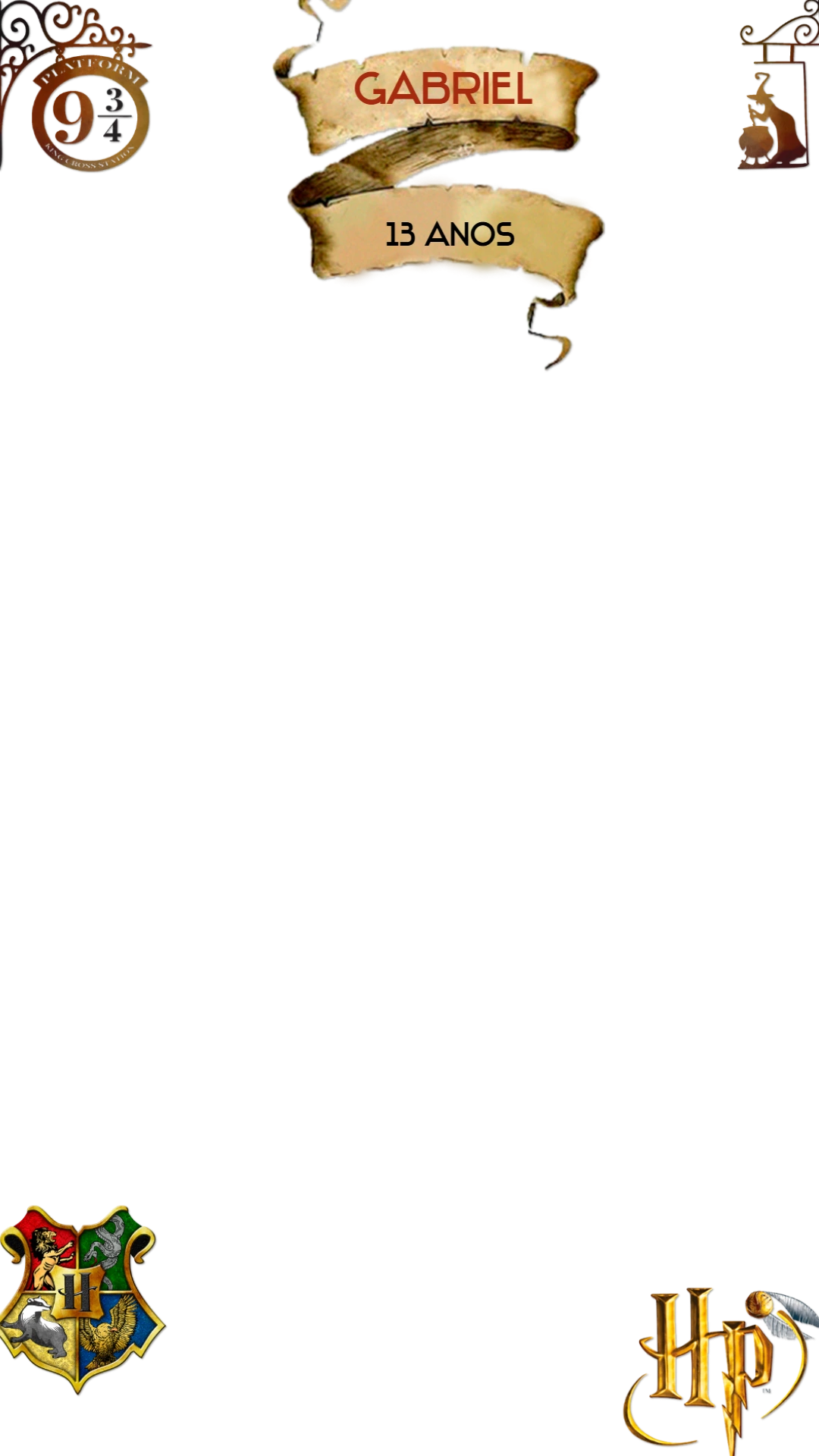 Moldura Story Aniversário Harry Potter para Editar Online