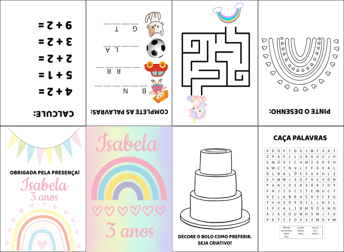 Livrinho de Atividades Arco-Íris para Editar e Imprimir
