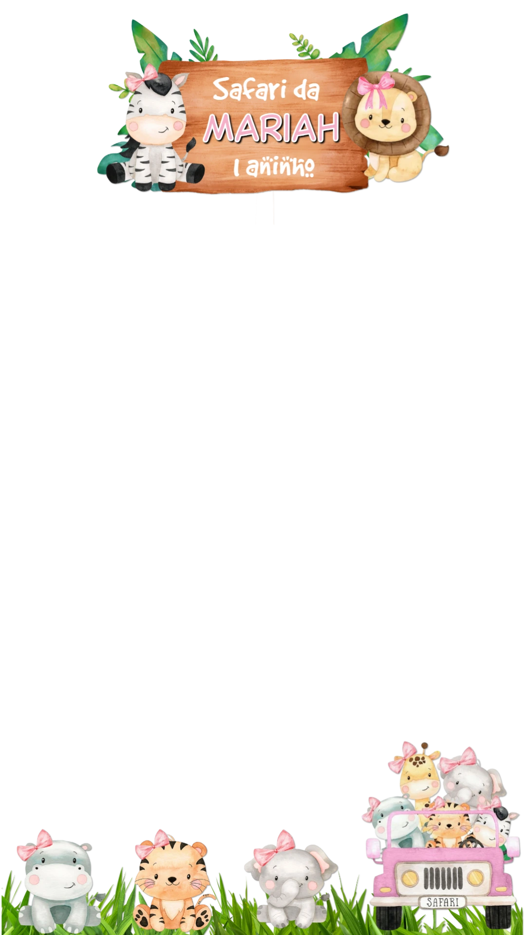Moldura para Stories Aniversário Safari Menina para Editar