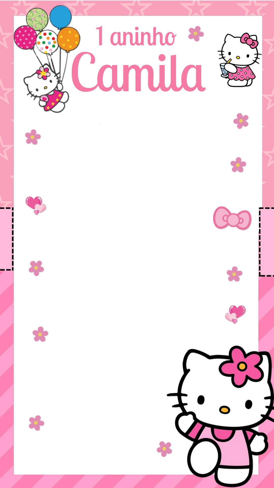 Moldura para Stories Aniversário Hello Kitty Editável Online