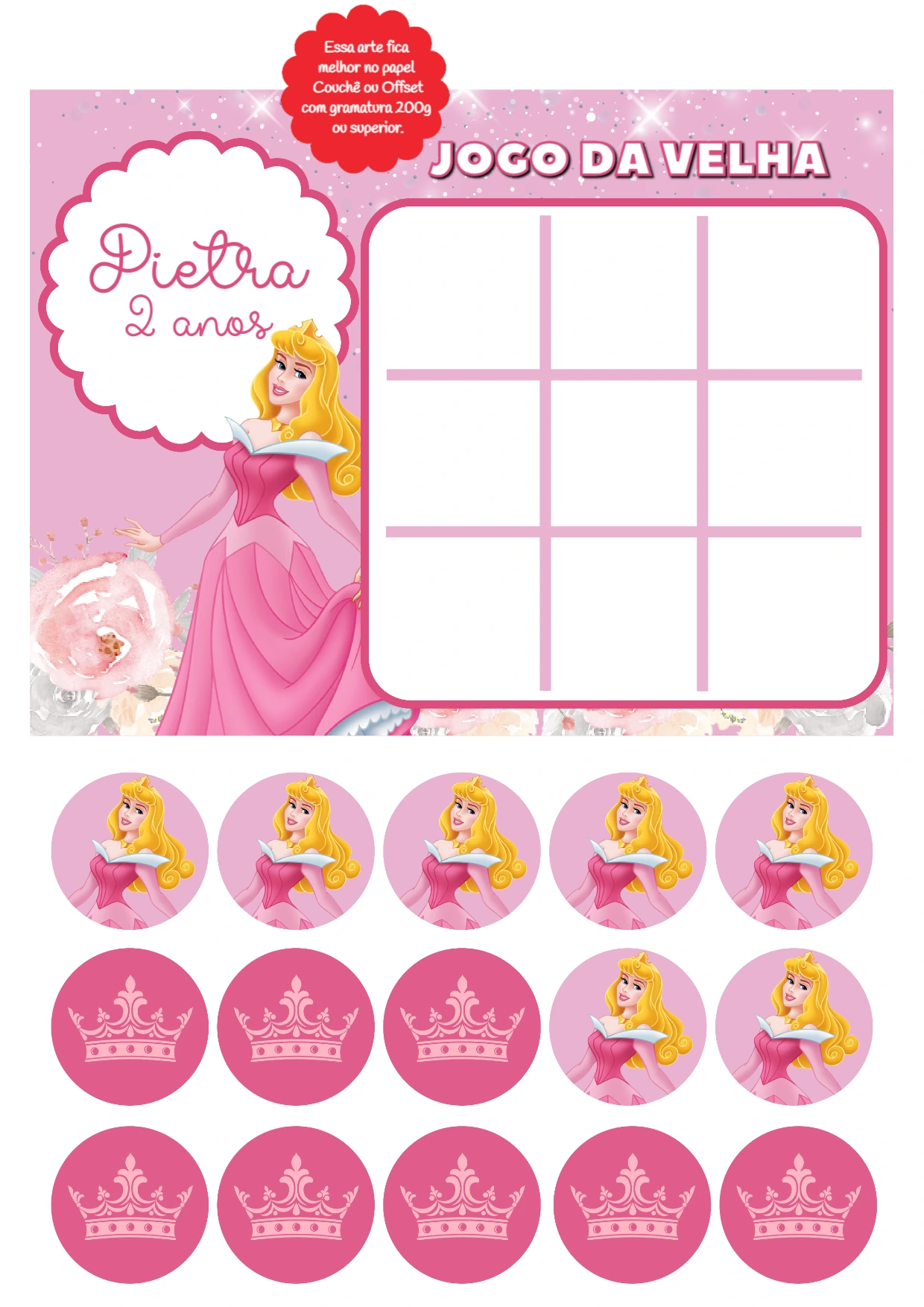 Jogo da Velha Princesa Aurora para Editar Online