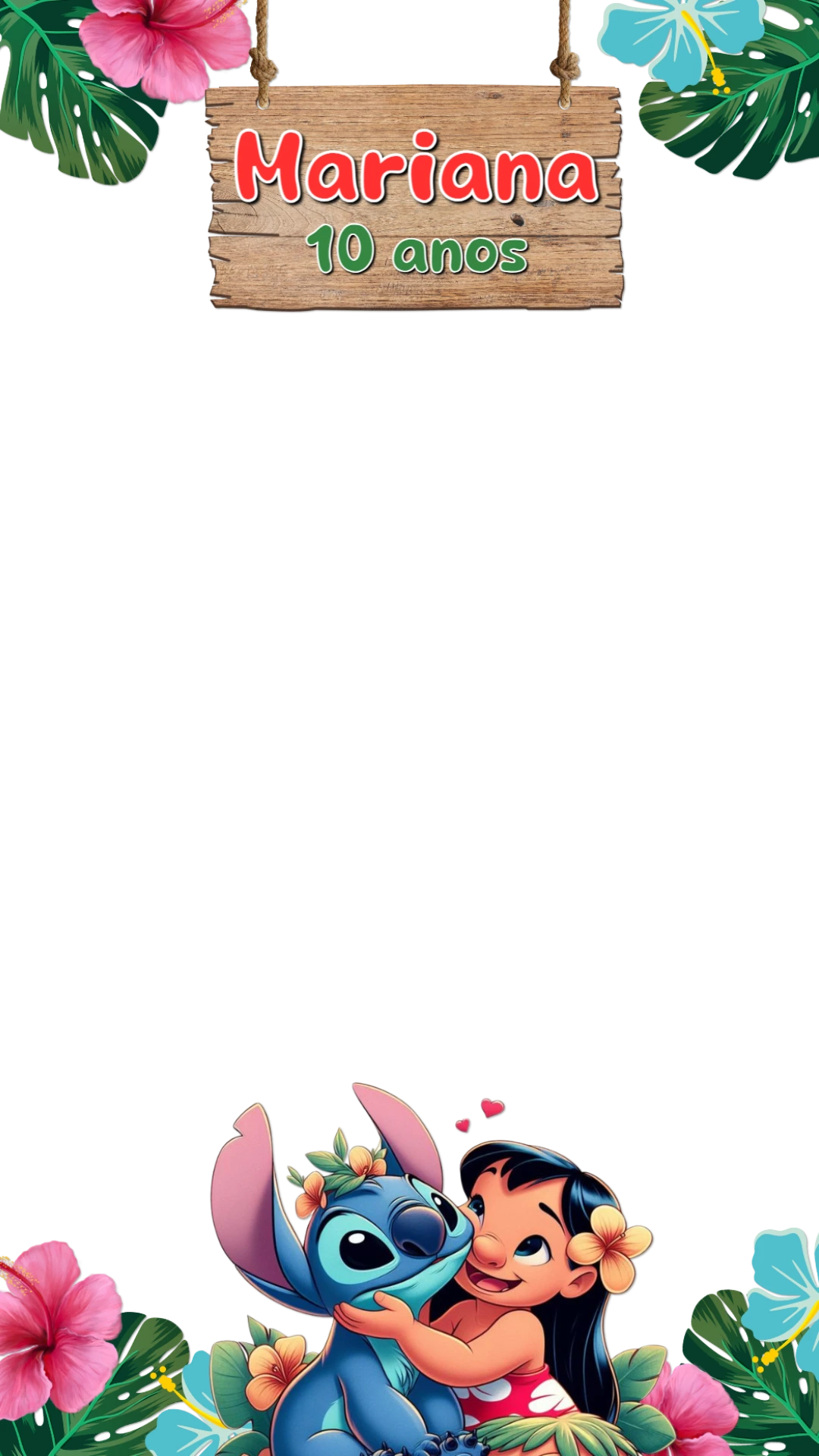Moldura de Aniversário Lilo e Stitch para Editar Online