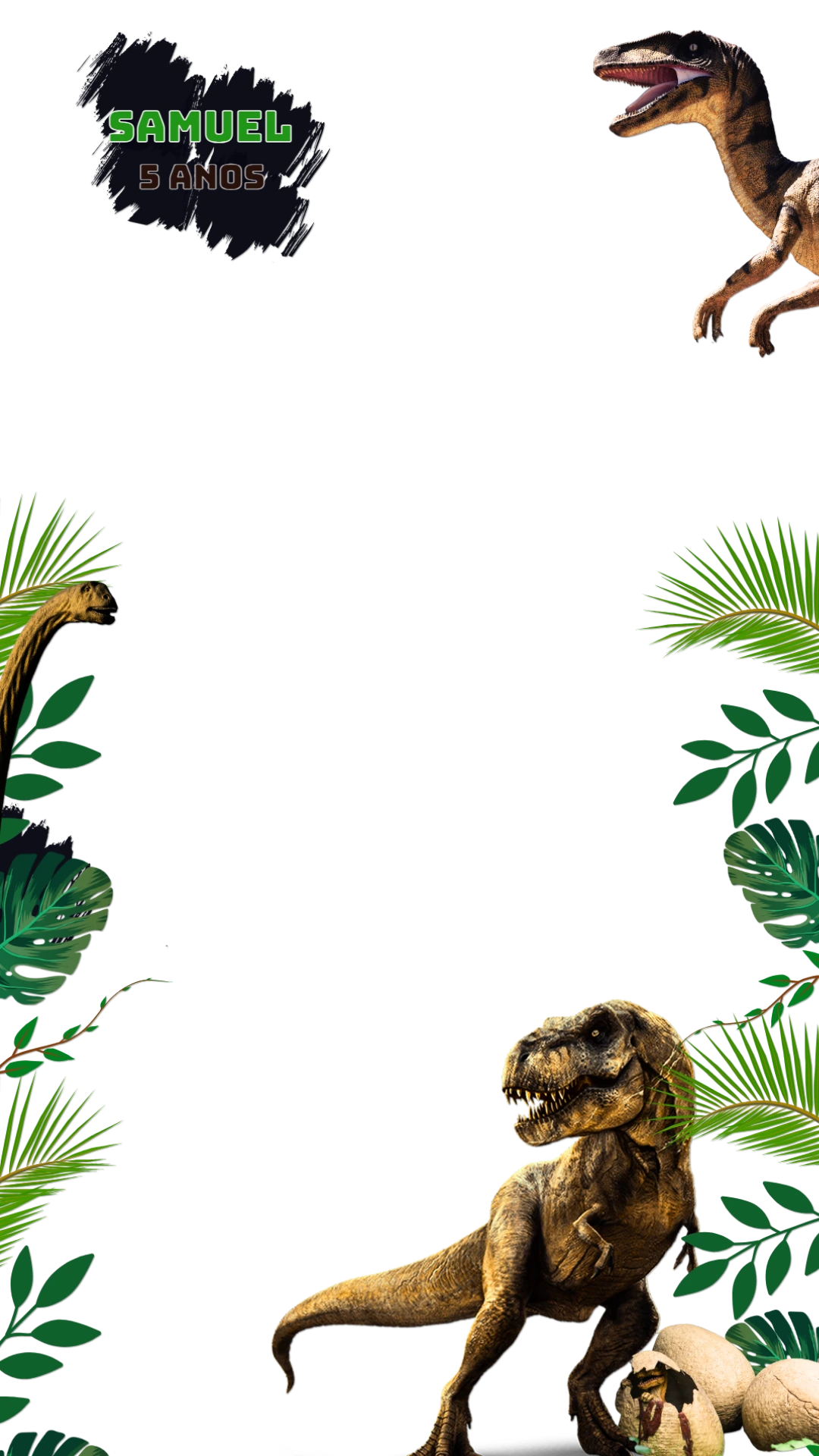 Moldura de Aniversário Dinossauro para Stories para Editar