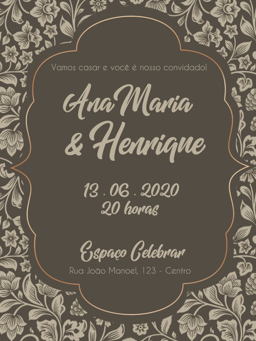 Convite de Casamento Provençal Floral para Editar Online