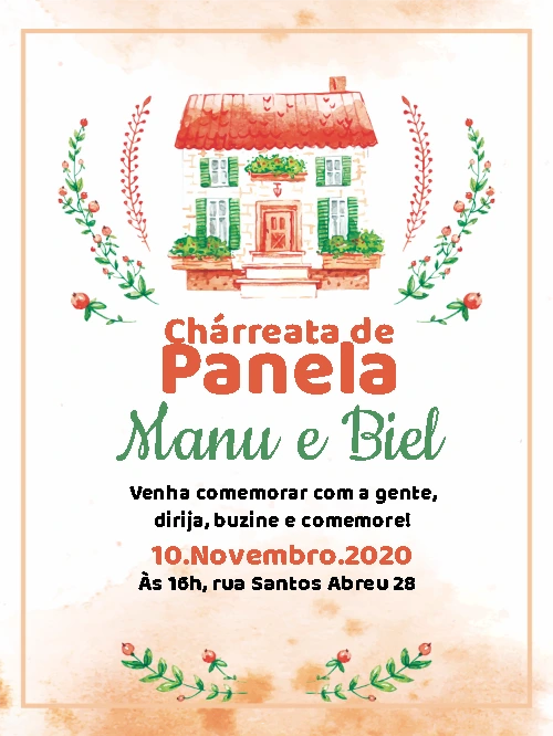 Convite Chárreata de Panela Casa Floral para Editar Online