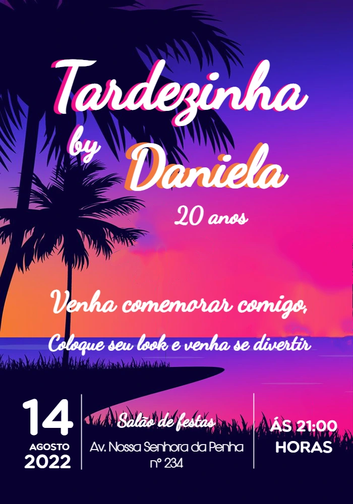 Convite de Aniversário Tardezinha para Editar Online