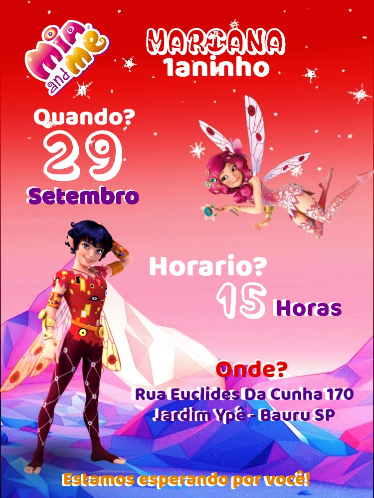 Convite de Aniversário Mundo de Mia para Editar Online