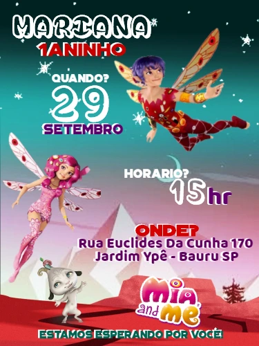 Convite de Aniversário Mundo de Mia para Editar Online
