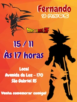 Convite de Aniversário Dragon Ball Z para Editar Online