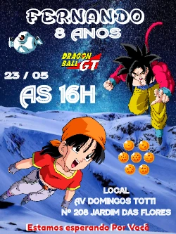 Convite de Aniversário Dragon Ball GT com Goku para Editar