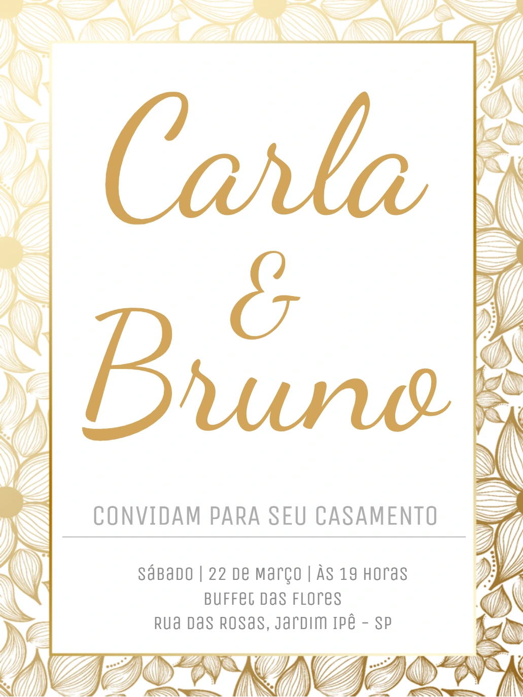 Convite de Casamento Floral Elegante para Editar Online