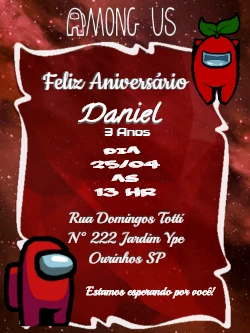 Convite de Aniversário Among Us para Editar e Imprimir