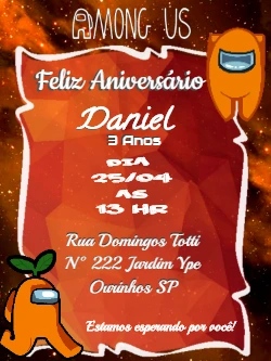 Convite de Aniversário Among Us para Editar e Imprimir