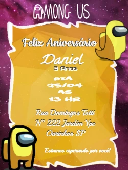 Convite de Aniversário Among Us para Editar Online