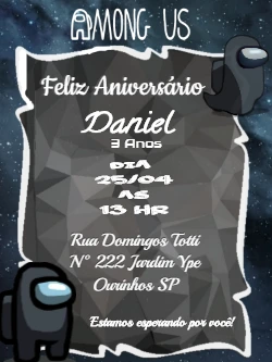 Convite de Aniversário Among Us para Editar e Imprimir
