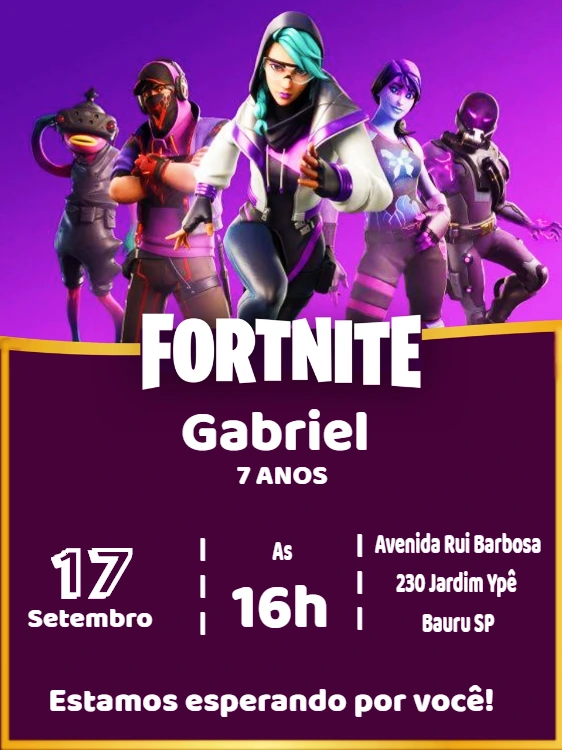 Convite Aniversário Fortnite Battle Royale para Editar Online