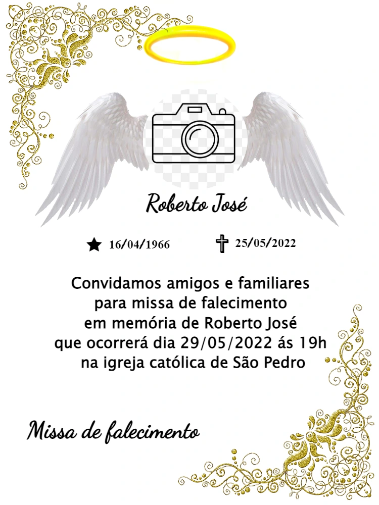 Convite Missa de Falecimento com Foto para Editar Online