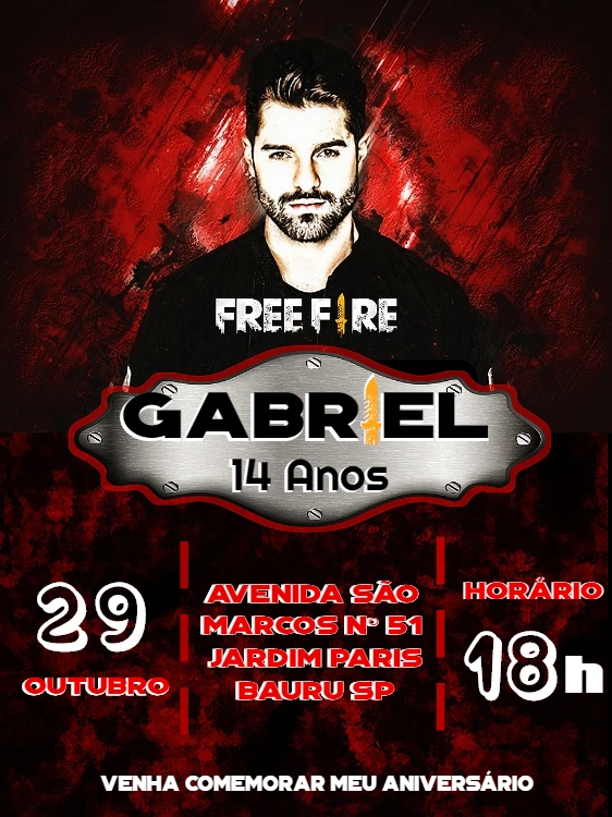 Convite Aniversário Alok Free Fire para Editar Online