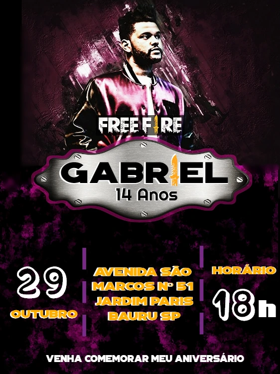 Convite de Aniversário Free Fire para Editar Online