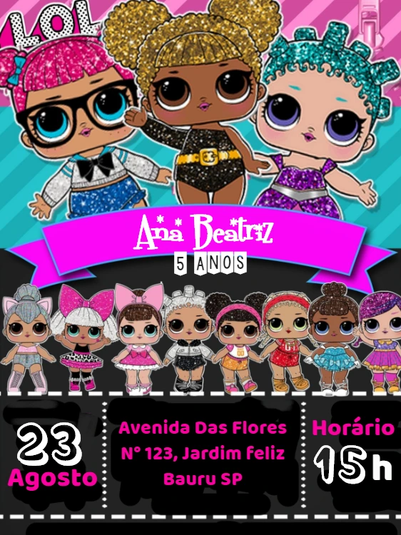 Convite de Aniversário LOL Surprise para Editar Online