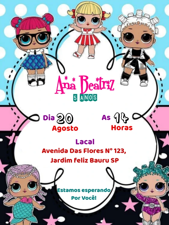 Convite de Aniversário LOL Surprise para Editar Online