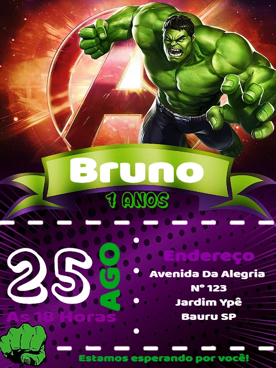 Convite de Aniversário do Incrível Hulk para Editar Online