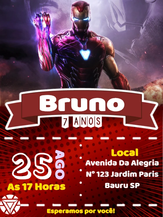 Convite de Aniversário Homem de Ferro para Editar Online