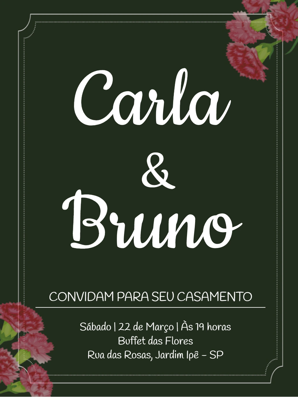 Convite de Casamento Floral Elegante para Editar Online