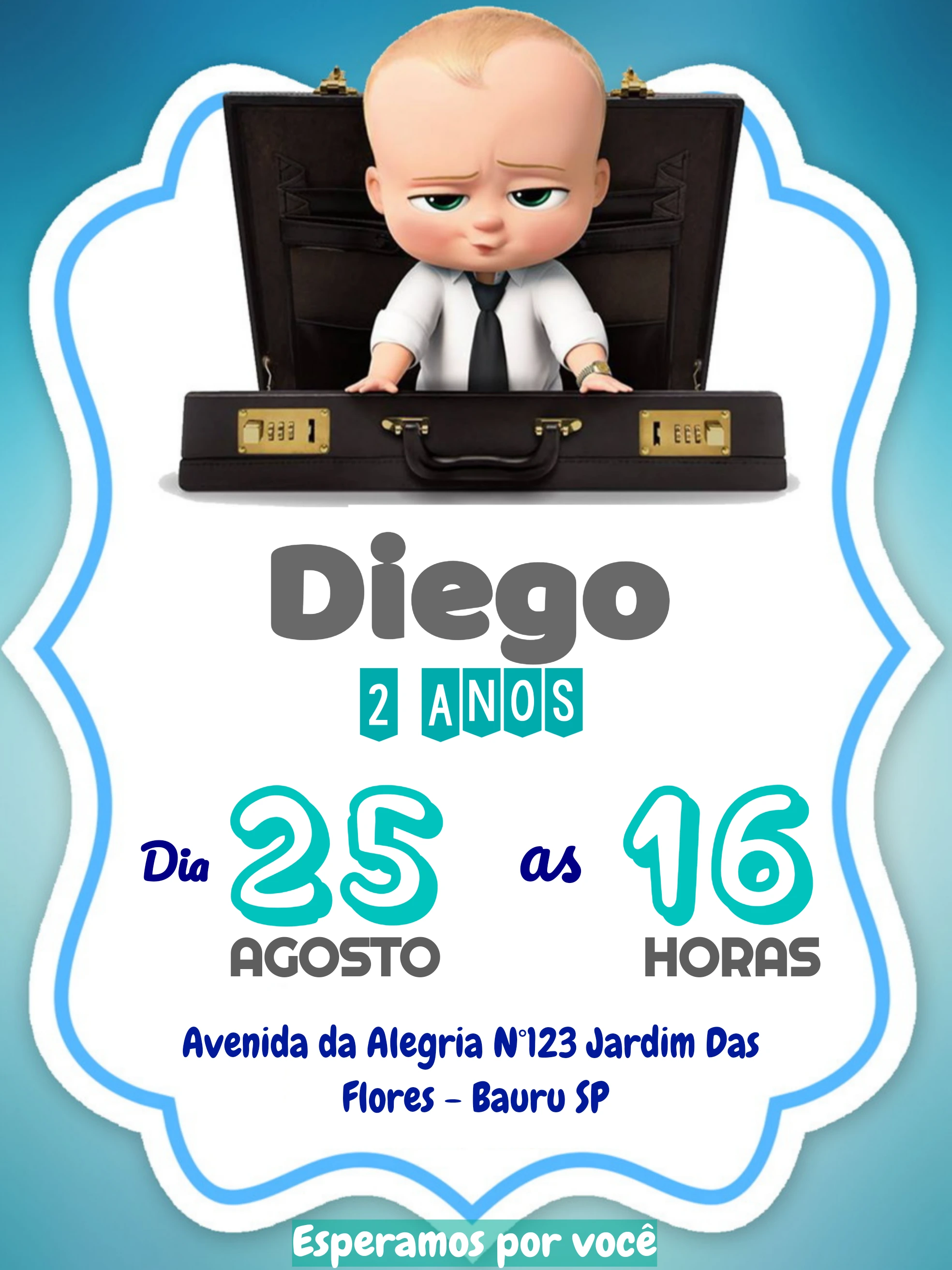 Convite Aniversário Poderoso Chefinho para Editar Online