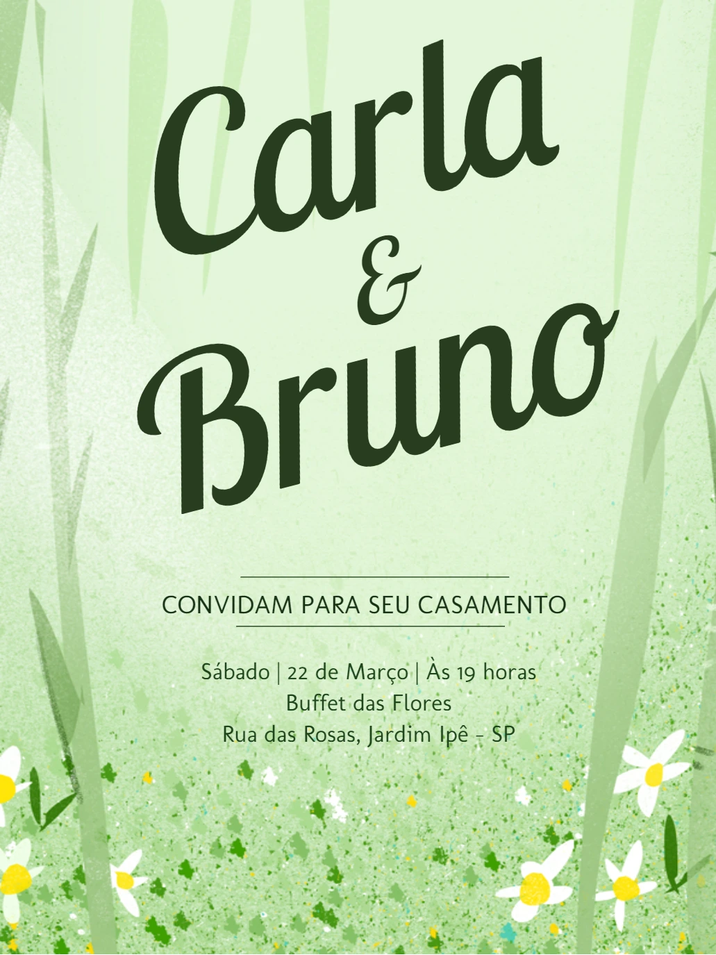 Convite de Casamento Floral Delicado para Editar Online